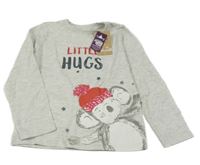 Nové - šedé melírované triko s medvědem Nutmeg