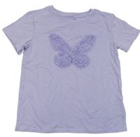 Fialové tričko s 3D motýlkem H&M