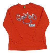 Červené tričko s bicyklom Benetton