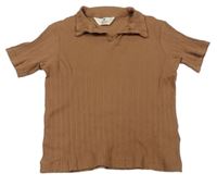 Hnedé rebrované tričko H&M