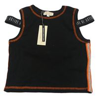 Černo-oranžový žebrovaný crop top River Island