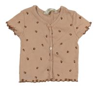 Staroružové rebrované tričko s jahůdkami H&M