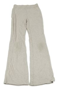 Smetanové žebrované úpletové flare legíny H&M