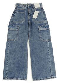 Nové - Modré široké cargo rifle Primark