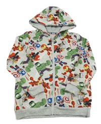 Světlešedá propínací mikina se superhrdiny a kapucí Marvel