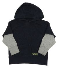 Tmavomodro-sivá melírovaná mikina s kapucňou M&Co.