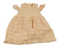 Svetloružové perforované šaty s holými rameny