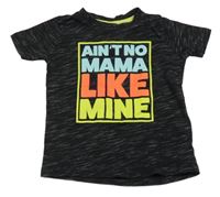 Čierne melírované tričko s nápisom Dopodopo