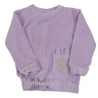 Lila rebrovaná zamatová mikina s králikom