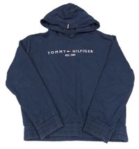 Tmavomodrá mikina s logom a kapucňou Tommy Hilfiger