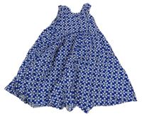 Tmavomodro-biele vzorované šaty