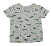 Šedé tričko se žraloky C&A