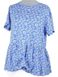 Dámské světlemodré kytičkované peplum tričko New Look 