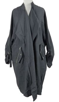 Dámsky tmavosivý kabátový cardigán s rolovacími rukávy New Look