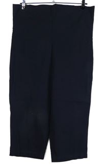 Dámské tmavomodré elastické capri kalhoty 