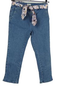 Dámské světlemodré capri rifle s mašlí Camaieu 