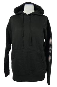 Dámská černá mikina s potiskem a kapucí 