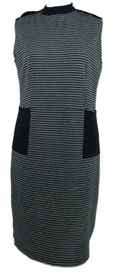 Dámské tmavomodro-bílé pruhované svetrové šaty TU 