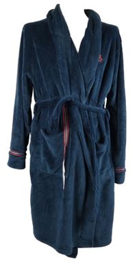 Pánsky tmavomodrý chlpatý župan s opaskom