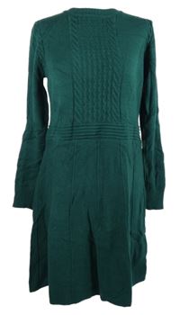 Dámske tmavozelené vzorované svetrové šaty