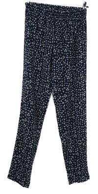 Dámské tmavomodro-bílé vzorované lehké volné kalhoty Only