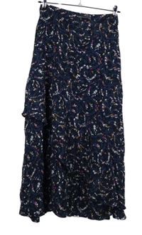 Dámská tmavomodrá kytičkovaná midi sukně M&S