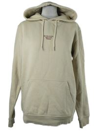 Pánská béžová mikina s nápisem a kapucí 