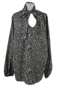 Dámská černá vzorovaná halenka s vázačkou Simply Be 