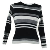 Dámsky čierno-biely pruhovaný rebrovaný sveter Shein