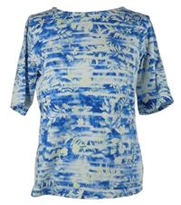 Dámské modro-bílé kytičkované tričko s kamínky Steilmann 