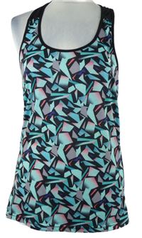 Dámský černo-světlemodrý vzorovaný sportovní funkční top Adore 