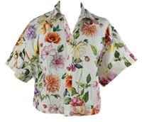 Dámská bílá květovaná crop halenka Zara 