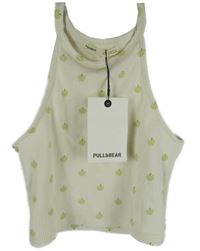 Nové - Dámský smetanový žebrovaný crop top s jablíčky Pull&Bear 