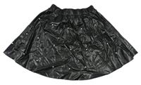 Čierna koženková sukňa s perličkami Shein