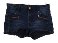 Tmavomodré rifľové kraťasy so zipsom zn. H&M