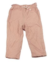 Růžové plátěné podšité kalhoty H&M