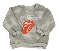 Béžovo-sivá mikina s potiskem The rolling stones