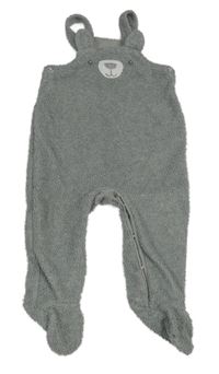 Šedé huňaté podšité dupačky s medvědem Matalan