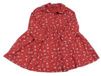 Červené květinové bavlněné šaty Next