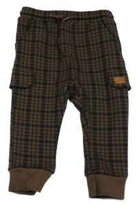 Hnědo-černé kostkované tepláky s kapsami Topomini