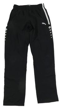 Čierne šušťákové podšité nohavice s proužkem a logom Jako