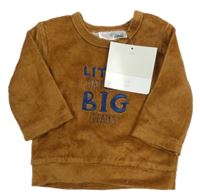 -Nová hnedá rebrovaná zamatová mikina s nápisom Ergee