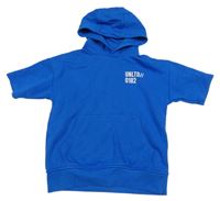 Modrá mikina s nápisom a kapucňou Next