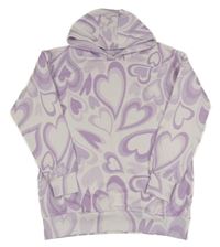 Bielo-fialová mikina so srdiečkami a kapucňou Primark