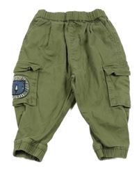 Khaki plátenné cuff nohavice s vreckami a lvem Next