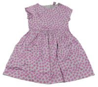 Svetlošedá -ružové plátenné šaty so srdiečkami Dopodopo