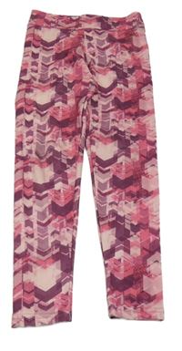 Ružovo-fialové vzorované športové legíny Yd.