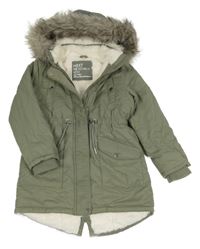 Zelená šušťáková zimná parka s kapucňou Next