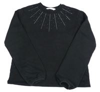 Čierna mikina s kamienkami H&M