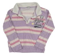 Lila-růžové pruhované polo triko s nápisem Kiki&Koko